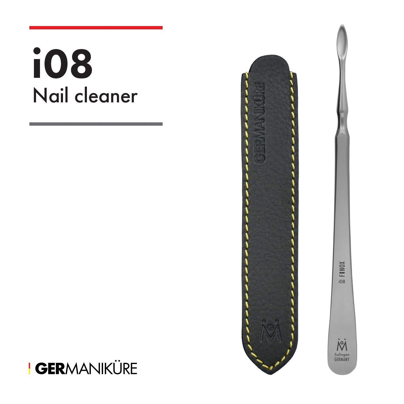 i08 - Nail Cleaner in Leather German FINOX Surgical Stainless Steel Nails Cleaning German Manicure Pedicure Tool GERmanikure Solingen