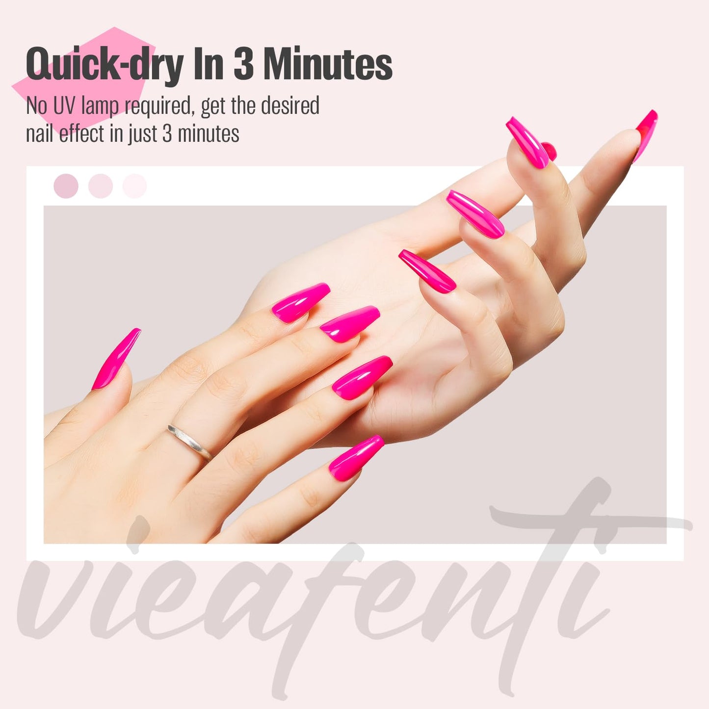 vieafenti Bright Hot Pink Nail Polish, 15ml High Shine Quick Dry Nail Polish, Long Wearing Smooth Application for Beginner and DIY Manicure Salon Quality Manicure at Home