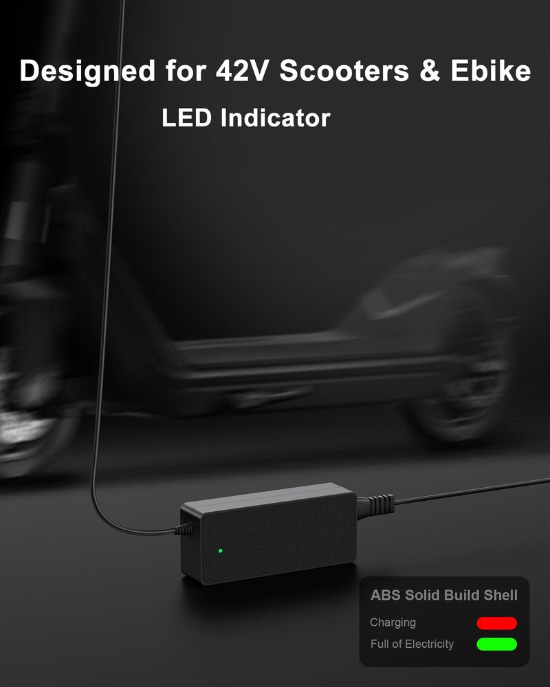 VHBW 42V 2A Electric Scooter Charger with 5 Plugs,Compatible with Gotrax, Jetson,Hover 1,Segway,Ninebot,Hiboy,Bird,Hoverstar,Volpam Scooters and Ebike with 36V Battery,9.8Ft Cable,LED Indicator