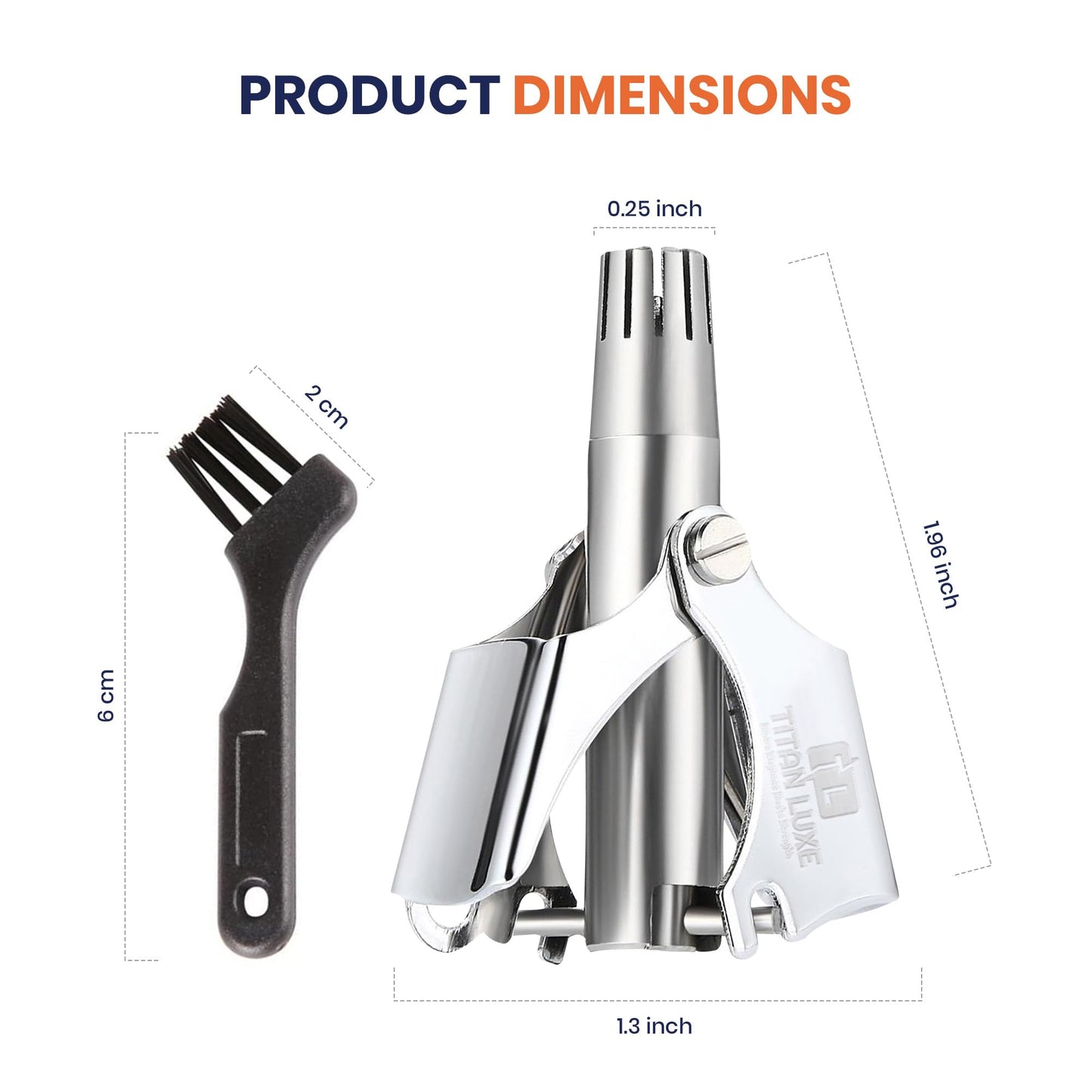 Titan Luxe Stainless Steel Hair Trimmer for Men and Women | Manual Nose and Ear Hair Trimmer | Nose Clippers, 360° Rotating Hair Trimmers | Washable Nose Hair Remover