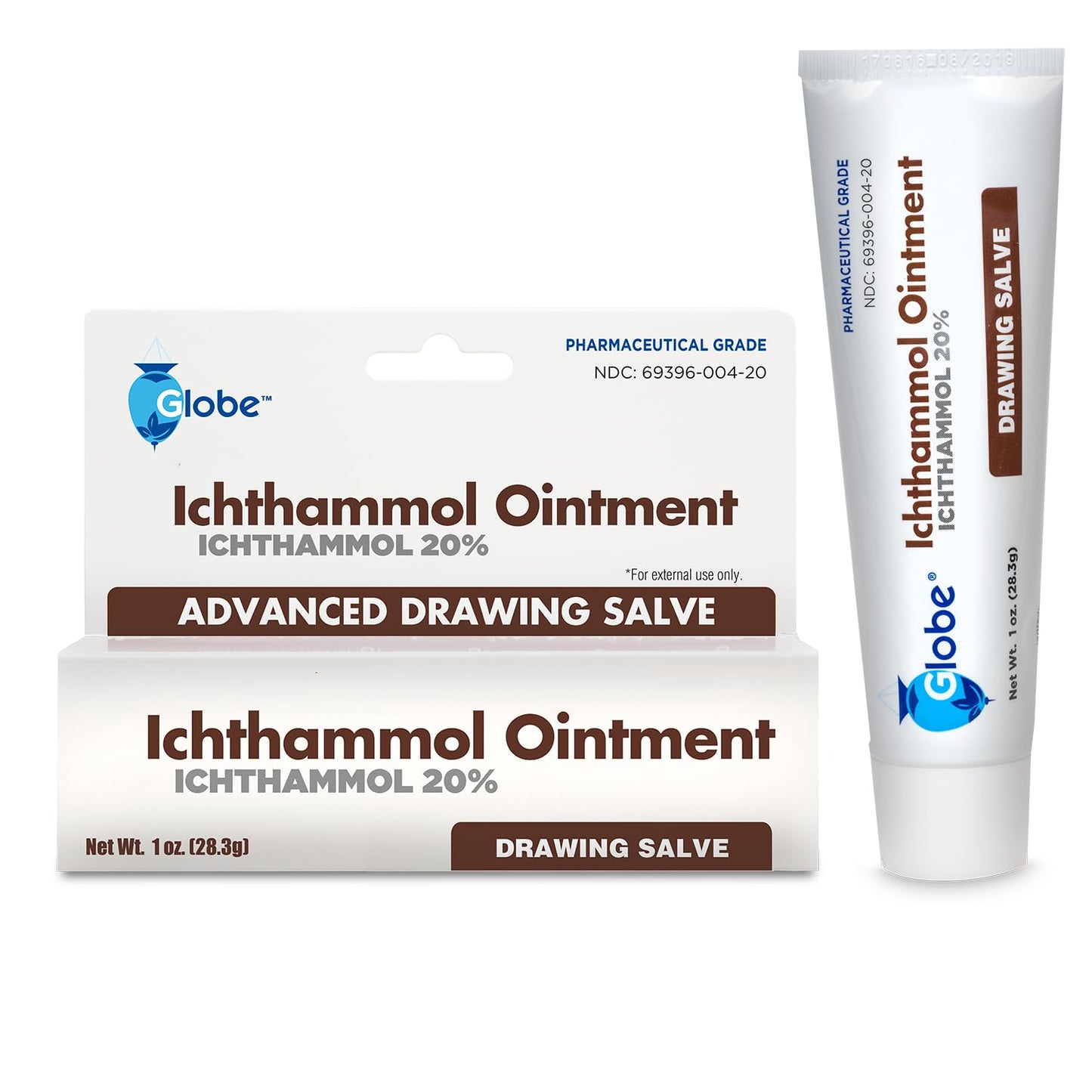 Globe Ichthammol Ointment 20% (Drawing Salve) 1 OZ - Soothing Skin Relief, Treatment of Eczema, Acne, Boils, Splinters, Bee Stings - Maximum Strength