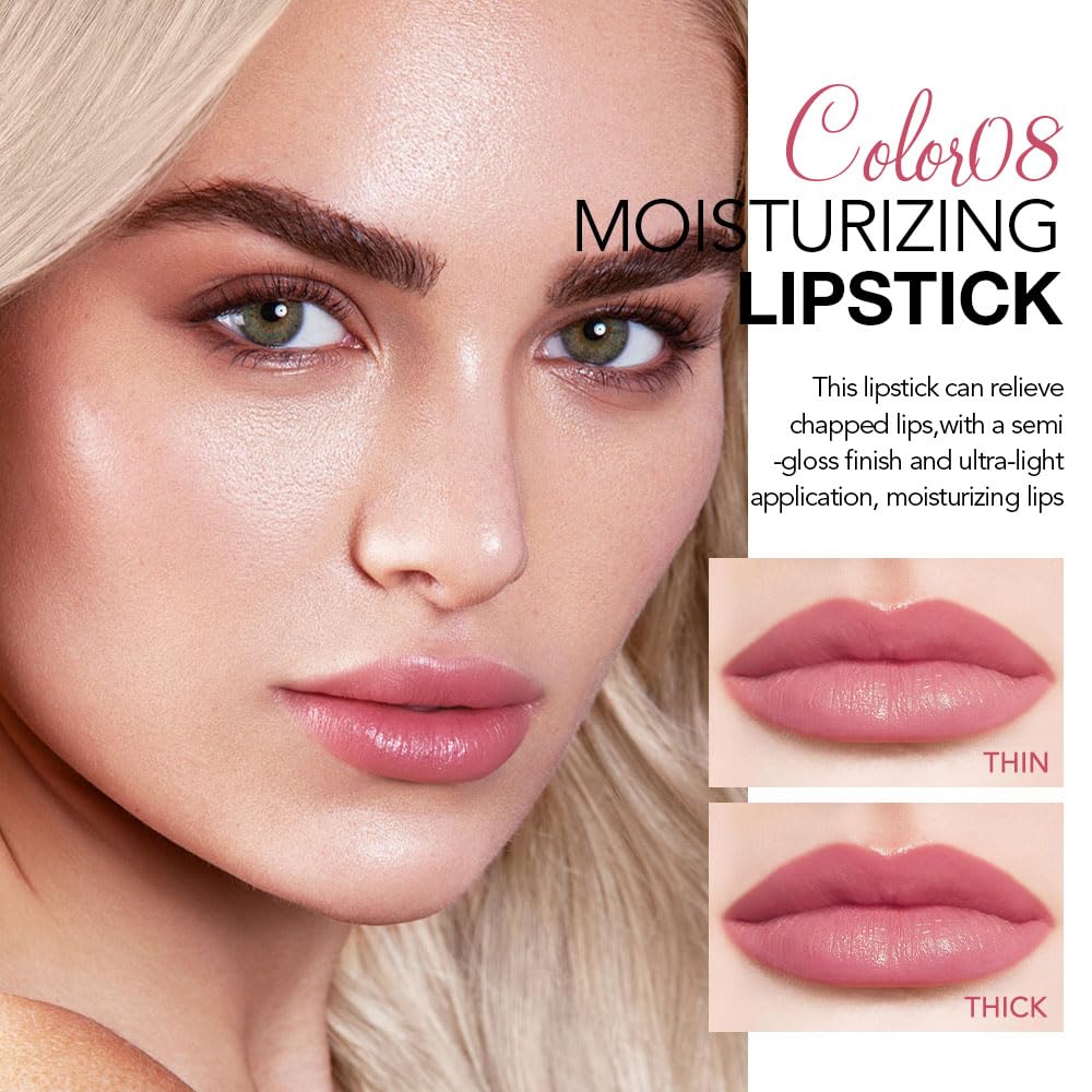 HHLTOH 2Pcs Tinted Lip Balm Moisturizing Lipstick – Waterproof Hydrating Matte Lip Balm for Women, Creamy Natural Color Stain for Dry Lips, Soft Matte Finish (#5 Deep Cherry Brown & #08 Alluring Pink)