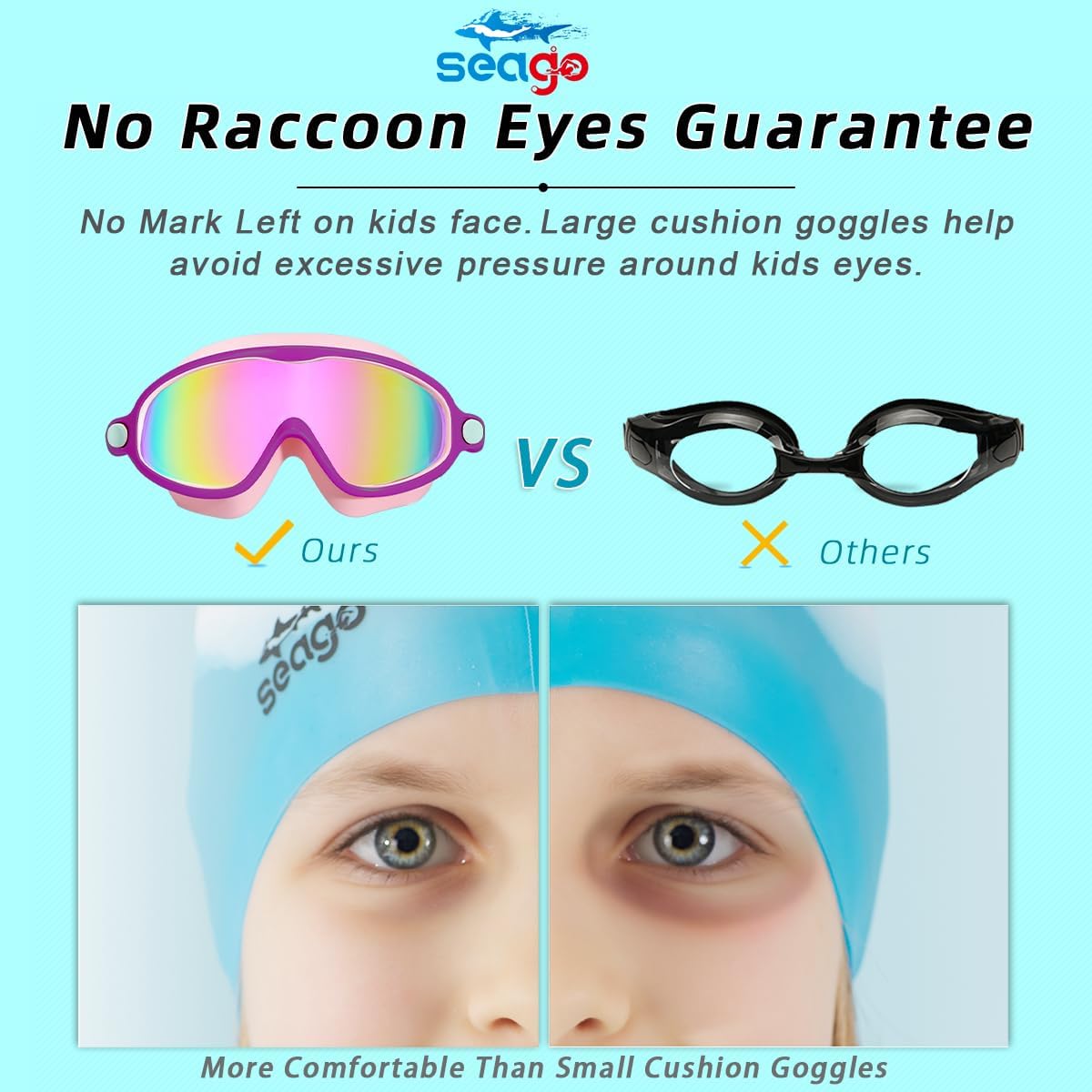 Swim Goggles for Kids 3-14 - Anti-Fog, Anti-UV, Wide View | 2 Pack