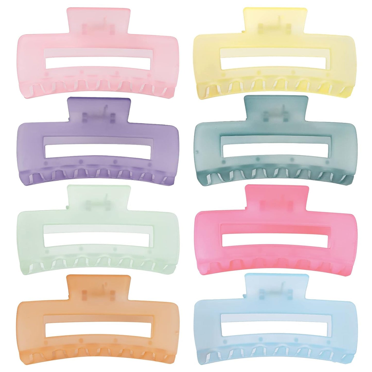 Acrylic Banana Jaw Hair Clips - 8 Pcs Nonslip Rectangle Clips for Thick Hair | Matte Colors, 4.1 Inch