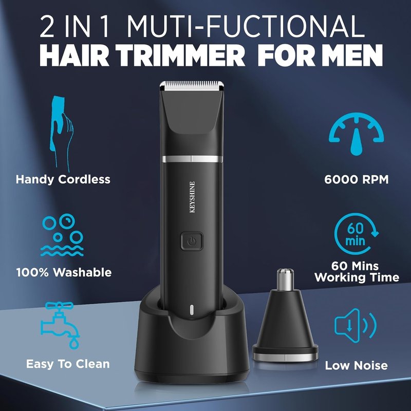 Electric Razor for Men: 2-in-1 Beard & Nose Hair Trimmer for Men - IPX7 Waterproof Shavers for Temple Groin Body Ear Hairs Trimmer - Best Gifts for Husband