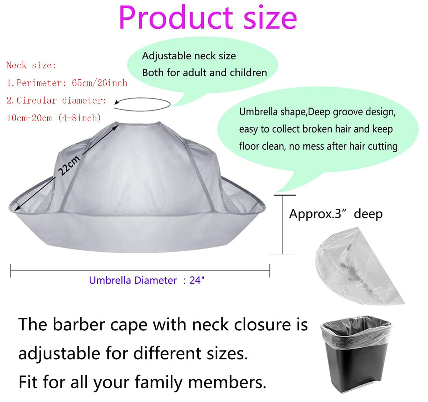 MAFENT Hair Cutting Cape - Barber & Salon Cape with Hair Catcher