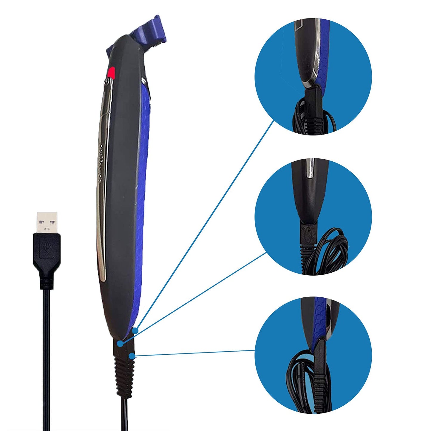 LinMei USB Shaver Charger Compatible with Microtouch Solo Men's Rechargeable Full Body Hair Trimmer Original Replacement 31.5 in Solo Charger Cord with Cleaning Brush