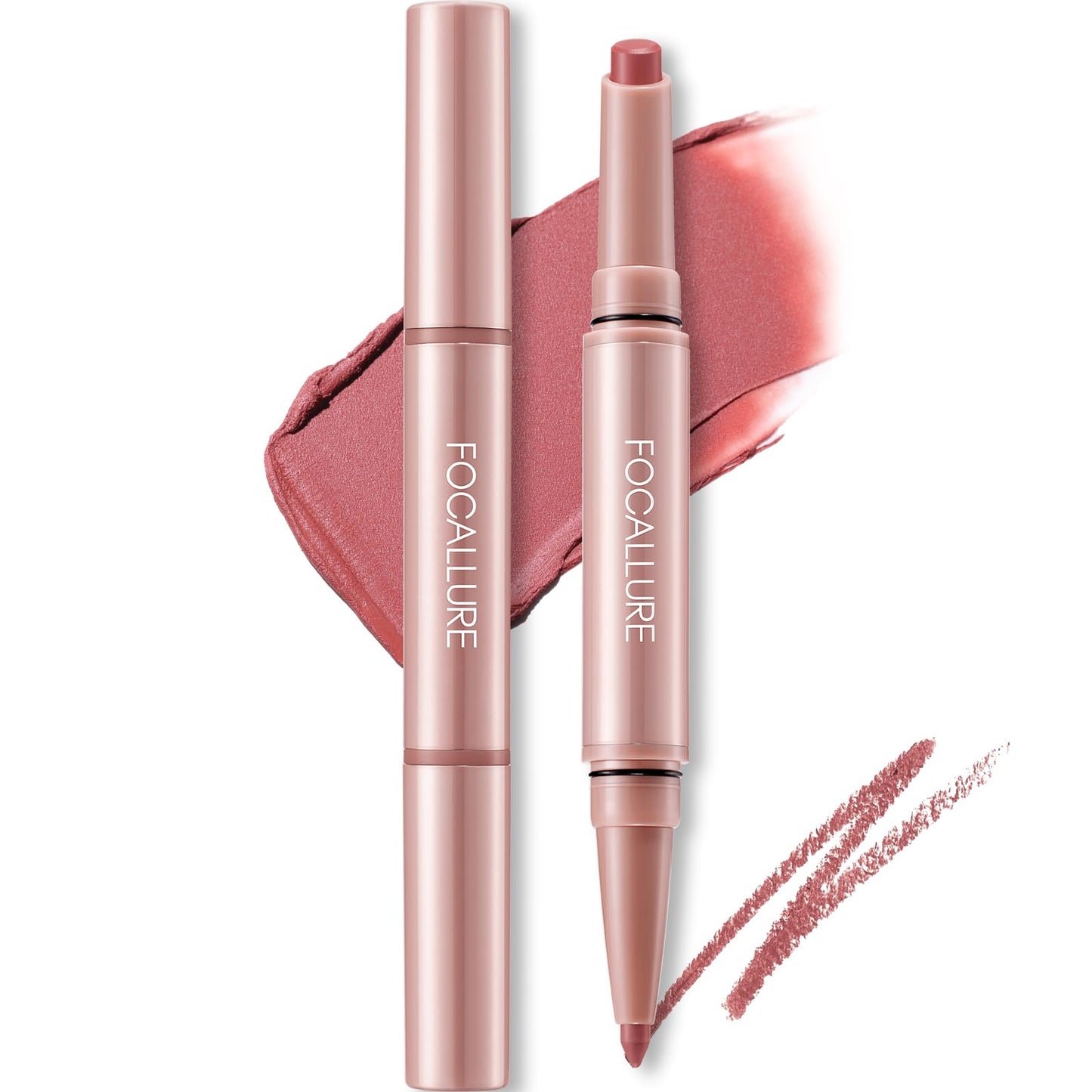 FOCALLURE Fuller Sculpt Dual-Ended Lip Liner & Lipstick 2-in-1,Long Lasting,Highly Pigmented Lip Pencil, Instantly Defines and Plumps for 3D Fuller Lips,PK02 LILAC
