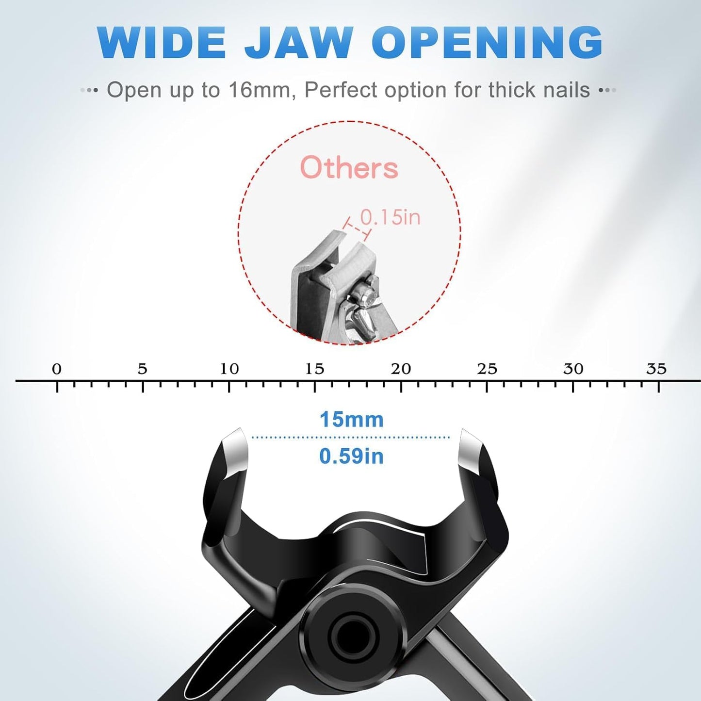 Thick Toenail Clippers for Seniors - Heavy Duty Wide Jaw Nail Cutter | Black