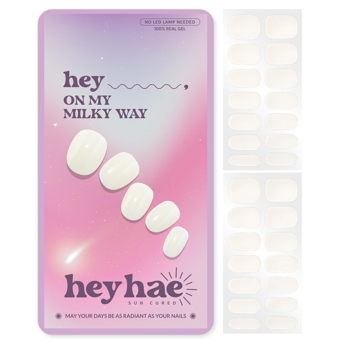 Semi Cured Gel Nail Strips - Easy Apply & Remove, Salon Quality | White Jelly | 28 Strips, Prep Pads & Nail File Included