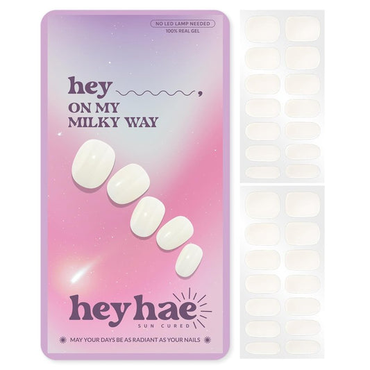Semi Cured Gel Nail Strips - Easy Apply & Remove, Salon Quality | White Jelly | 28 Strips, Prep Pads & Nail File Included