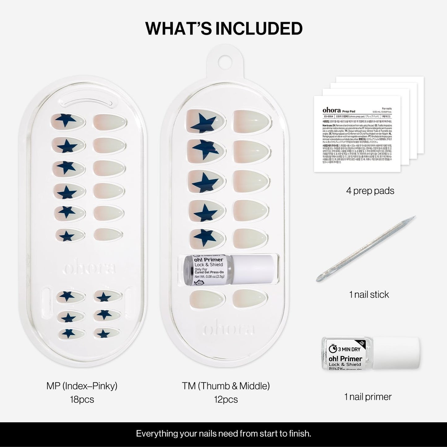 ohora Gel Press On Nails (NP Rock Star) | Medium Almond, Art | 100% Real Gel, No UV Lamp, No Glue, Non-Toxic | 15 Sizes, 30 Tips | 14-Day Waterproof, Beginner Friendly