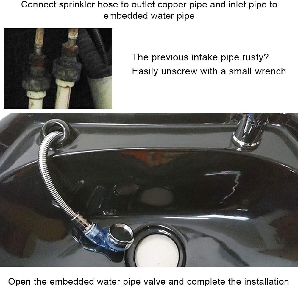 Salon Shampoo Sink Bowl Faucet and Sprayer Kit Ceramic Valve Sealing Hot Cold Shampoo Bed Faucet Sprayer Kit for Shampoo Bed Bowl Backwash Unit with Hose 1.2m