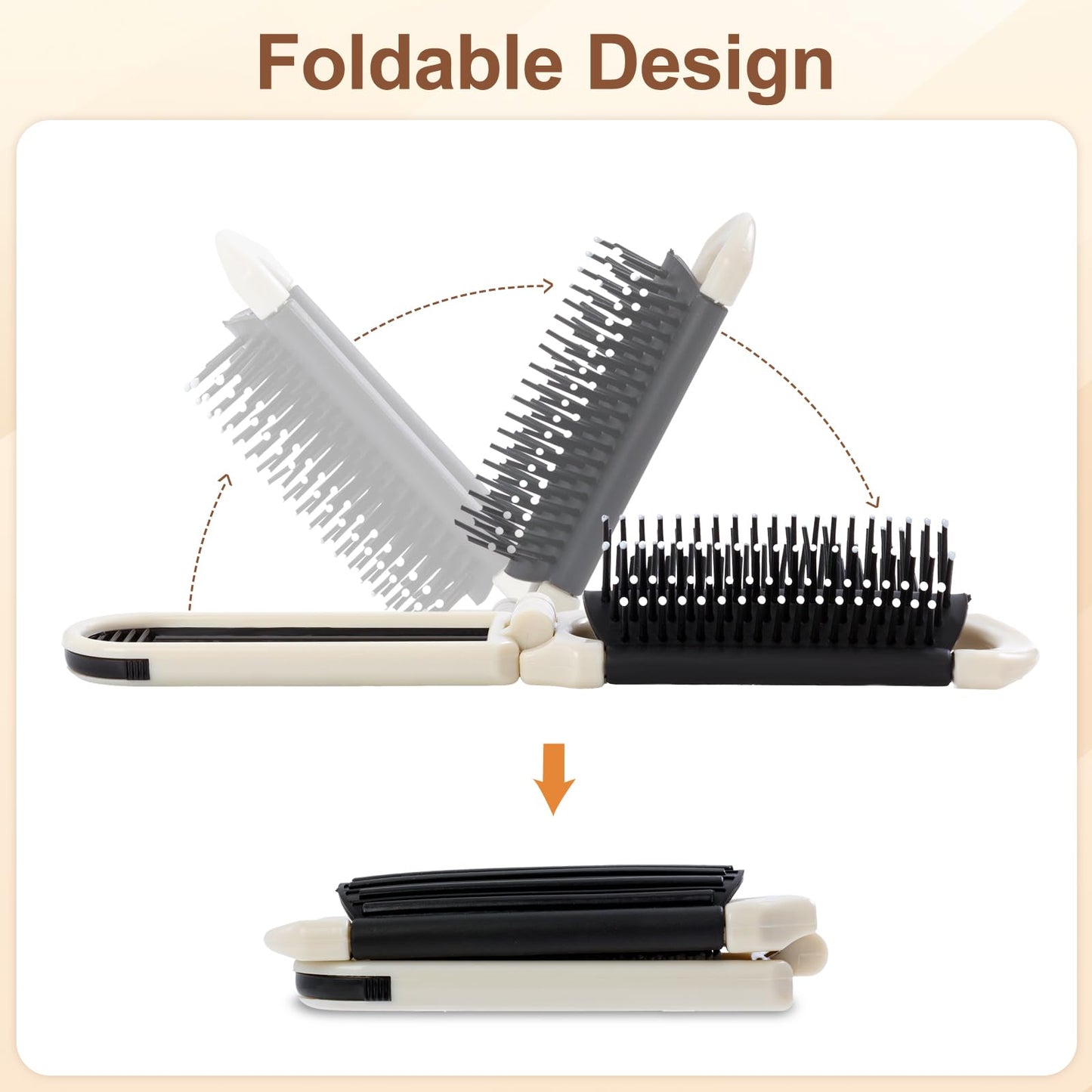 Clofiak Foldable Hair Brush with Mirror, Pocket-Size Massage Comb