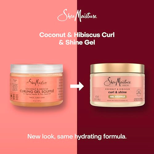 Shea Moisture Coconut & Hibiscus Curling Gel Soufflé 12oz - Defines Curls & Moisturizes Thick Hair