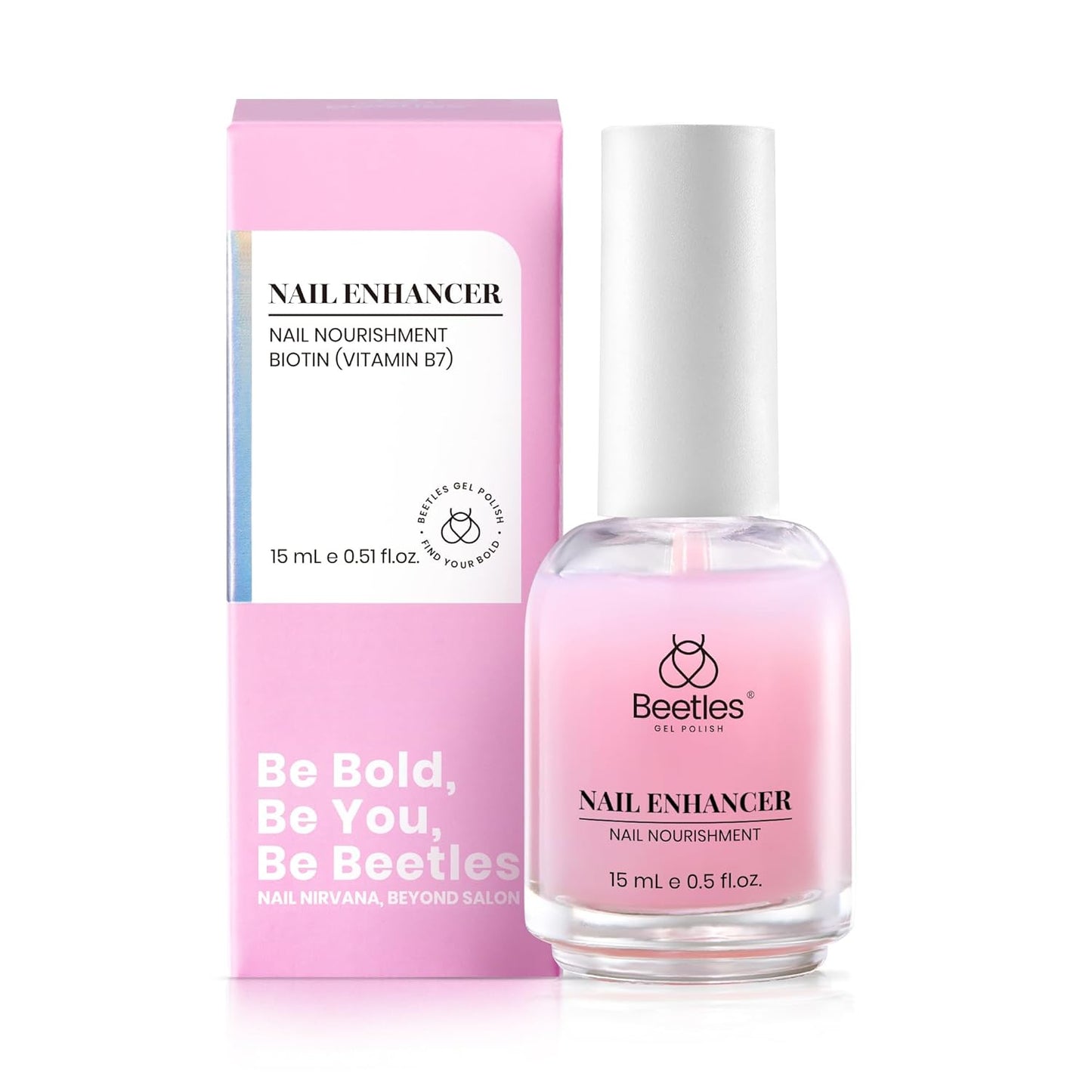 Beetles Nail Strengthener - Grape Nail Enhancer for Damaged Nails | 15ml Air Dry Polish for Natural Growth