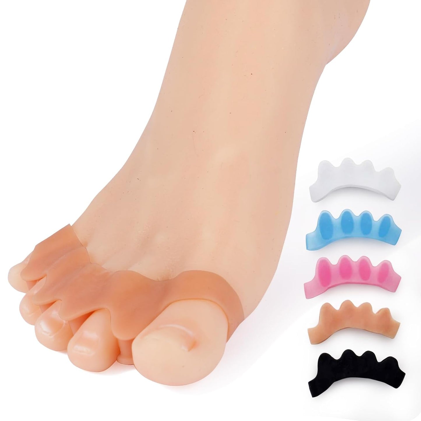 ActiveFlow Blue Toe Spacers - Bunion Corrector & Hammer Toe Straightener | Gel Toe Separators for Running & Yoga (2 Pairs)