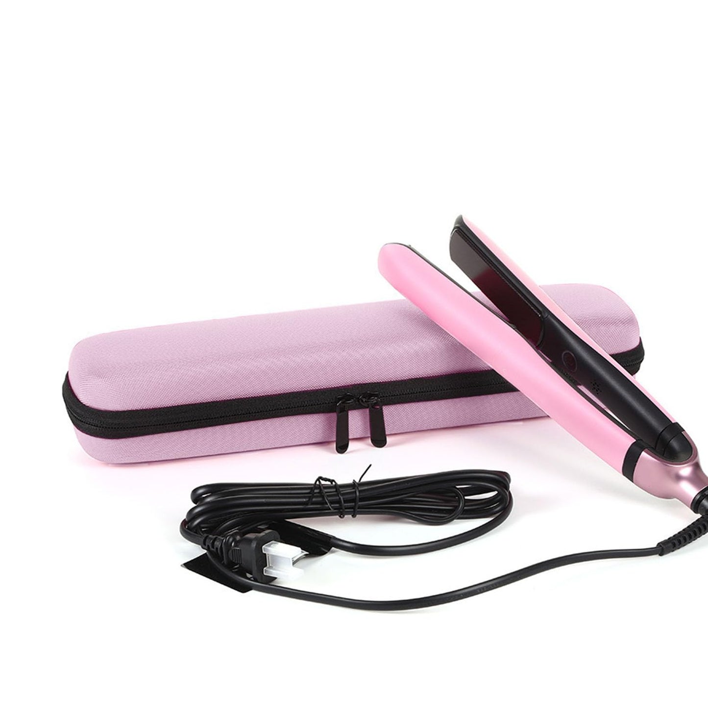 Curling Iron Travel Case, Festwarm Hard Carry Bag for Straightener Curling Irons Styler with Handle, EVA Flat Iron Cases for Vacation(CASE ONLY, Light Pink)-13.3"x2.3"