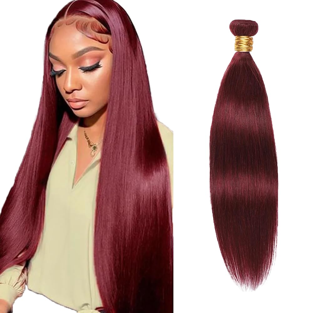 #99J Burgundy Bundles Human Hair Straight Bundles 12 Inch Wine Red Straight Bundle Unprocessed Brazilian Virgin Weave Hair 1 Bundle 50 Gram Per Bundle