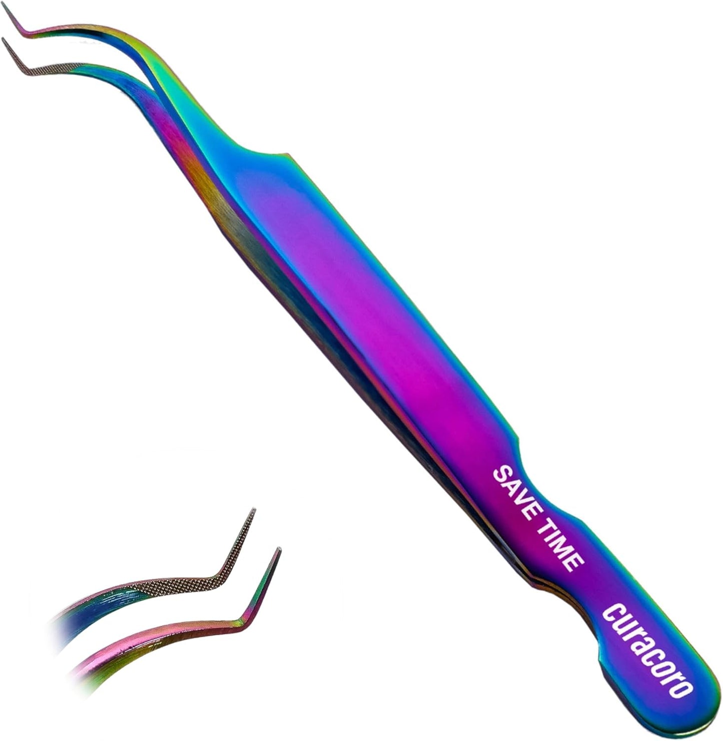 Curacoro Lash Tweezer - Precision Fiber Tip Grip for Eyelash Extensions | Multi-Shape Silver Tweezers for Volume & Isolation
