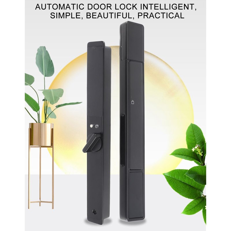 Saluaqui Slim Smart Door Lock, Keyless Entry Door Lock, Sliding Smart Patio Door Handle Set, Bluetooth Digital Keypad Fingerprint Smart Mortise Patio Door Lock for Home Glass Sliding Door