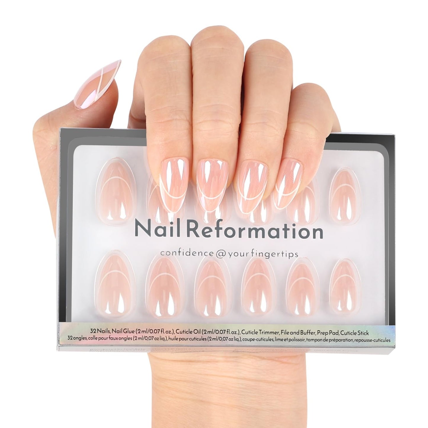 Press On Nails - 3D Bubble Medium Almond Fake Nails in Vibrant Colors | Salon Quality, Reusable 30 Nail Kit in 15 Sizes