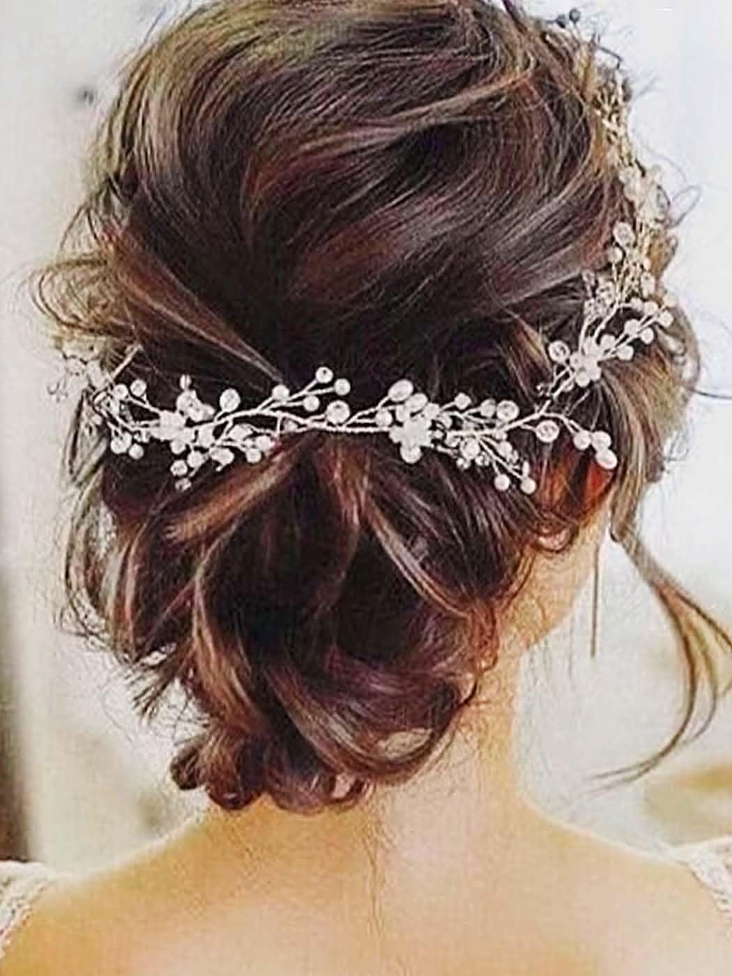 JAKAWIN Bride Wedding Hair Vine Flower Hair Piece Silver Bridal Headpiece Accessories for Women HV067