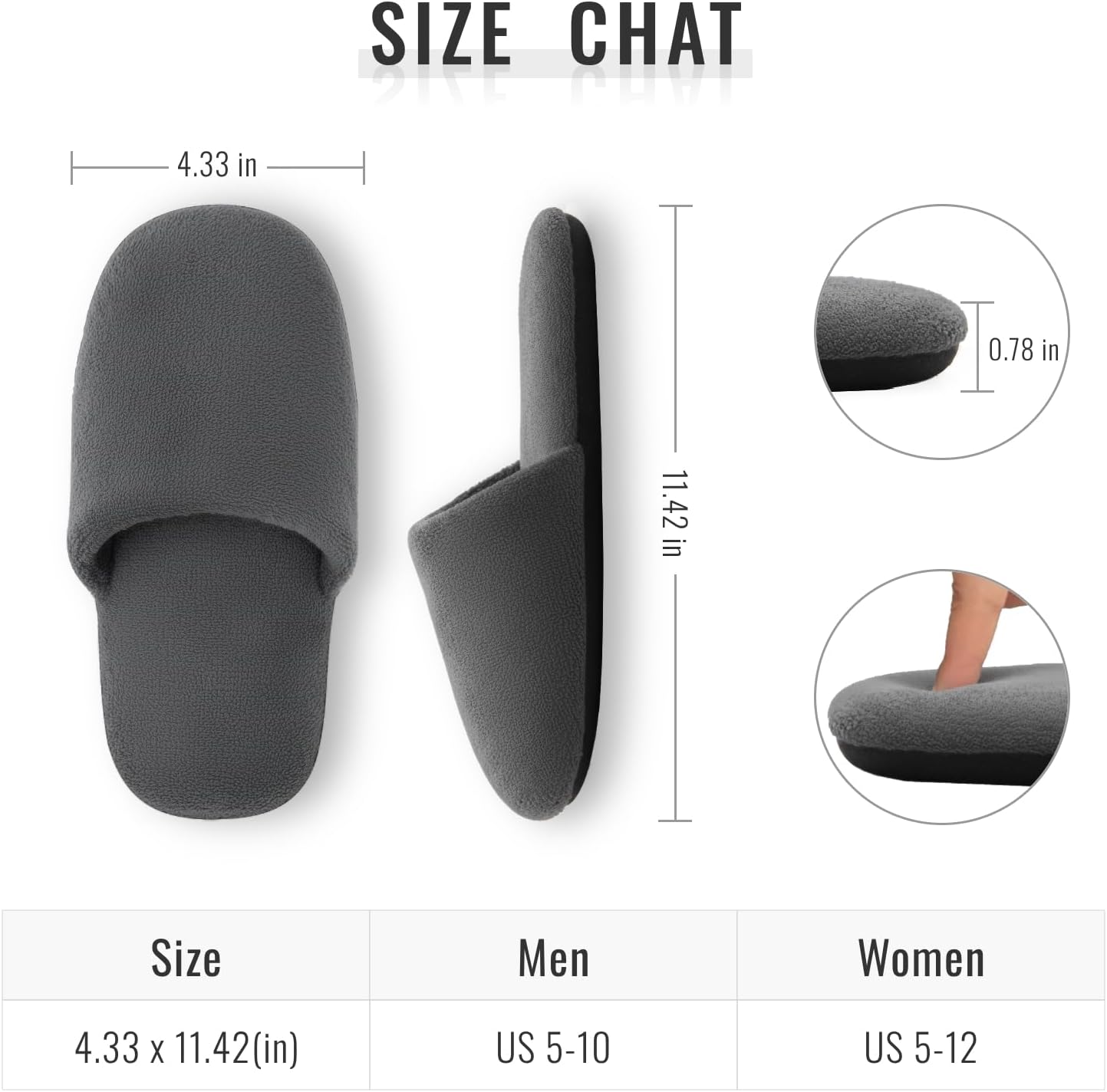 Washable House Slippers - Thickened Cotton Non-Slip Spa Footwear for Guests | Reusable Travel Slippers for Men & Women
