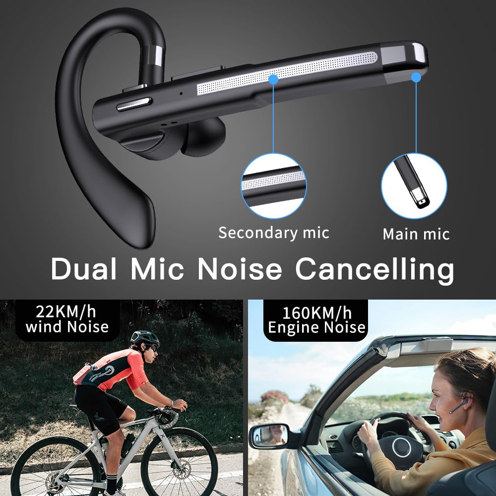 Hsility Bluetoth Earbuds with Mic for Office 270 Degree Rotatble Wireless Earbuds for Truck Driver