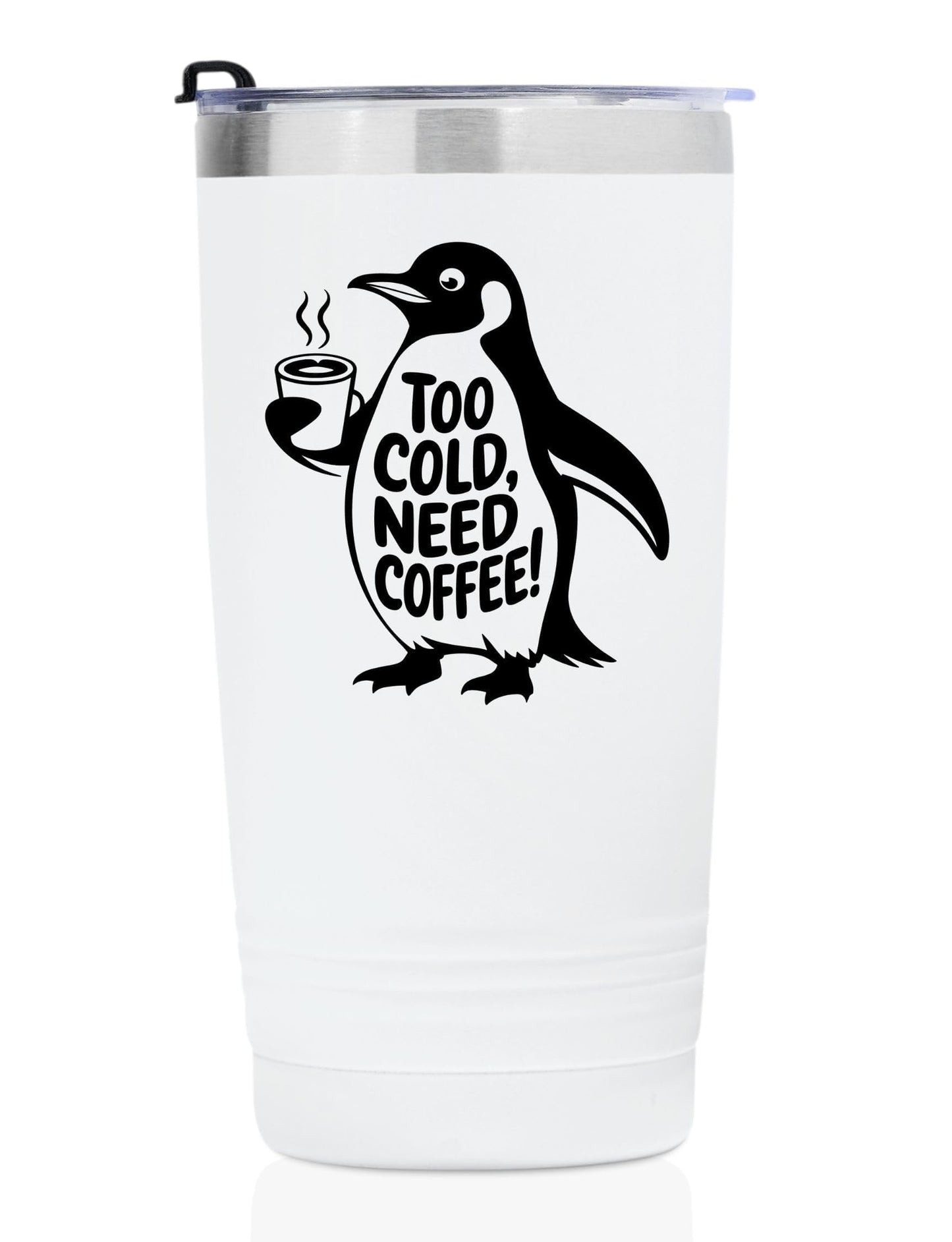 Onebttl Penguin Gifts for Men Women on Christmas, Birthday, 20oz Cute Insulated Stainless Steel Tumbler for Adults with Lid and Straw - Coffee