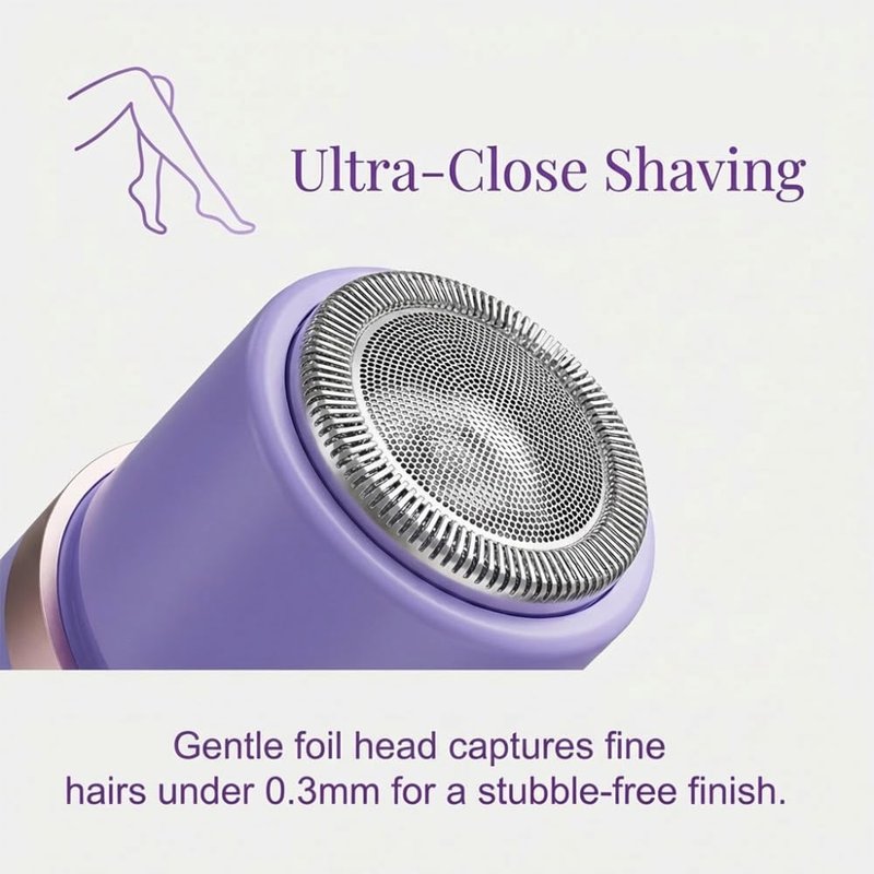 Bikini Trimmer for Women, 2 in 1 Electric Razors for Women, Rechargeable Pubic Body Hair Trimmer Electric Shaver for Legs Body Hair, Waterproof Easy Clean, Ceramic Blade for Underarm Leg Arm (Purple)