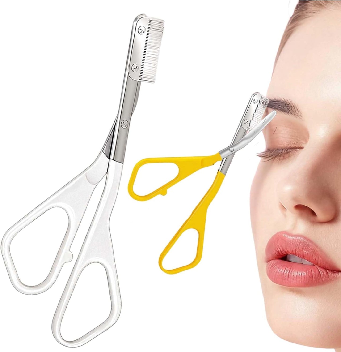 Eyebrow Trimmer Scissors - Stainless Steel Precision Hair Removal Tool for Women & Men | White