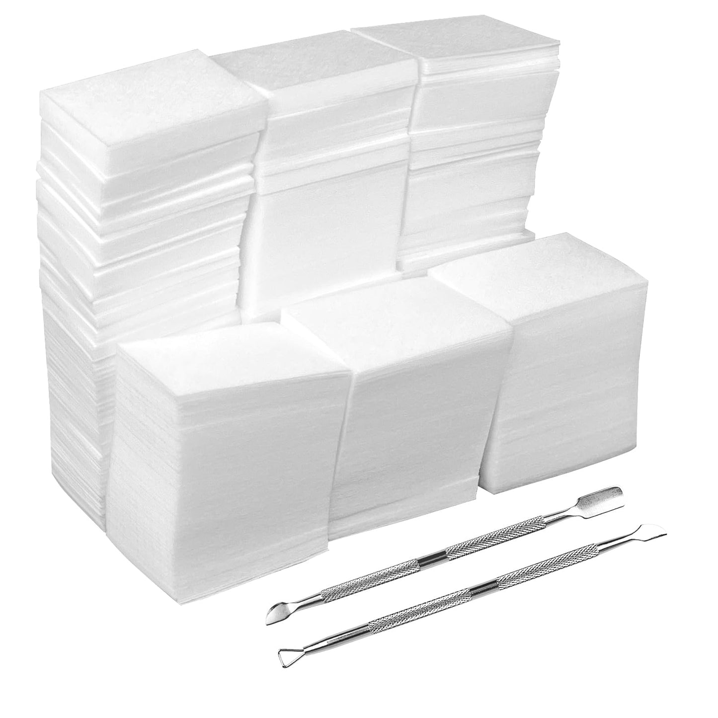 Eyxformula 1000 Pcs Lint Free Nail Wipes Gel Polish Remover Pads - Absorbent Cotton Pads For Manicure Prep & Care Routine - Includes 2 Cuticle Pushers - Nail Supplies for Home & Salon Techs Use