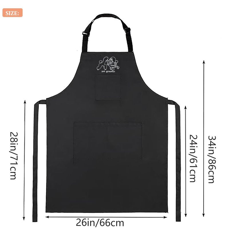 Gliitatu Dog Grooming Apron Smock Waterproof Apron for Dog Groomer Hair Resistant Barber Apron for Salon (1 Pack)