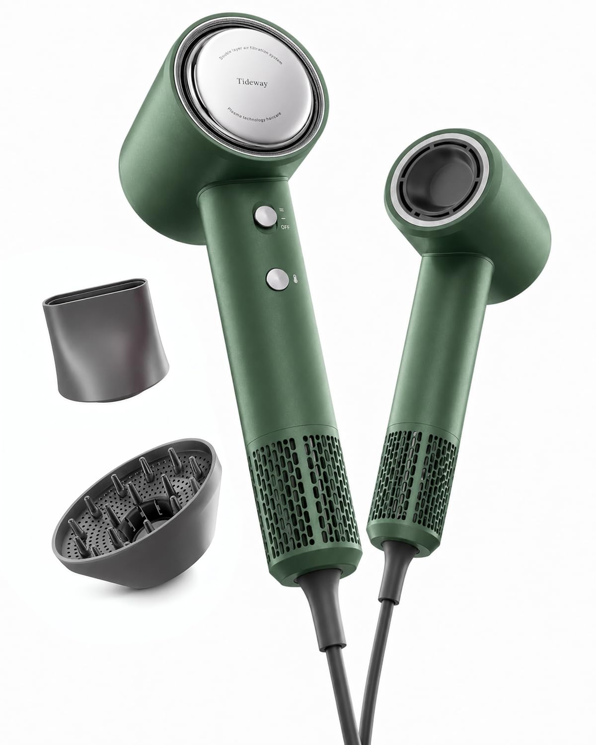 Tideway Hair Dryer Professional High-Speed Ionic Blow Dryer 110,000 RPM, Compact Hair Dryer with Magnetic Diffuser, Fast Drying with Brushless Motor Low Noise Smart Temperature Control-H11