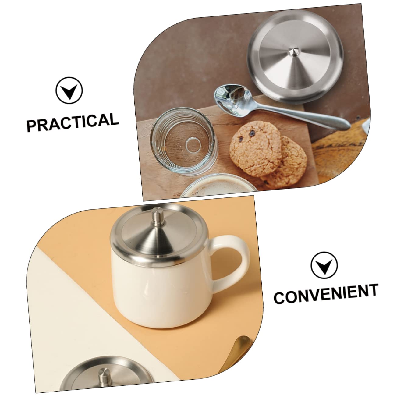 Cabilock Stainless Steel Cup Lid 3.3 Inch Round Cover for Coffee Tea Mugs Portable Water Cup Cover Dust and Heat Protection