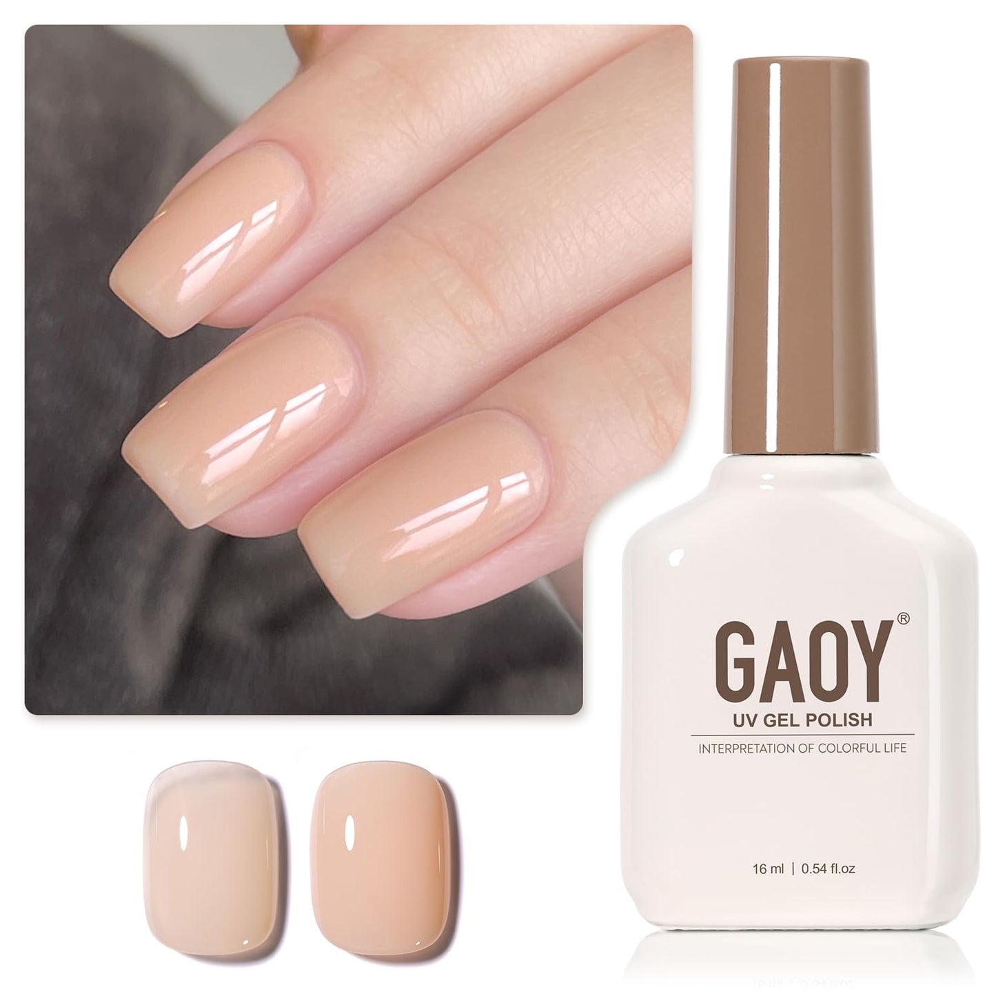Sheer Light Pink Gel Nail Polish - 16ml UV Cure Jelly Milky White Peach for DIY Manicure & Pedicure