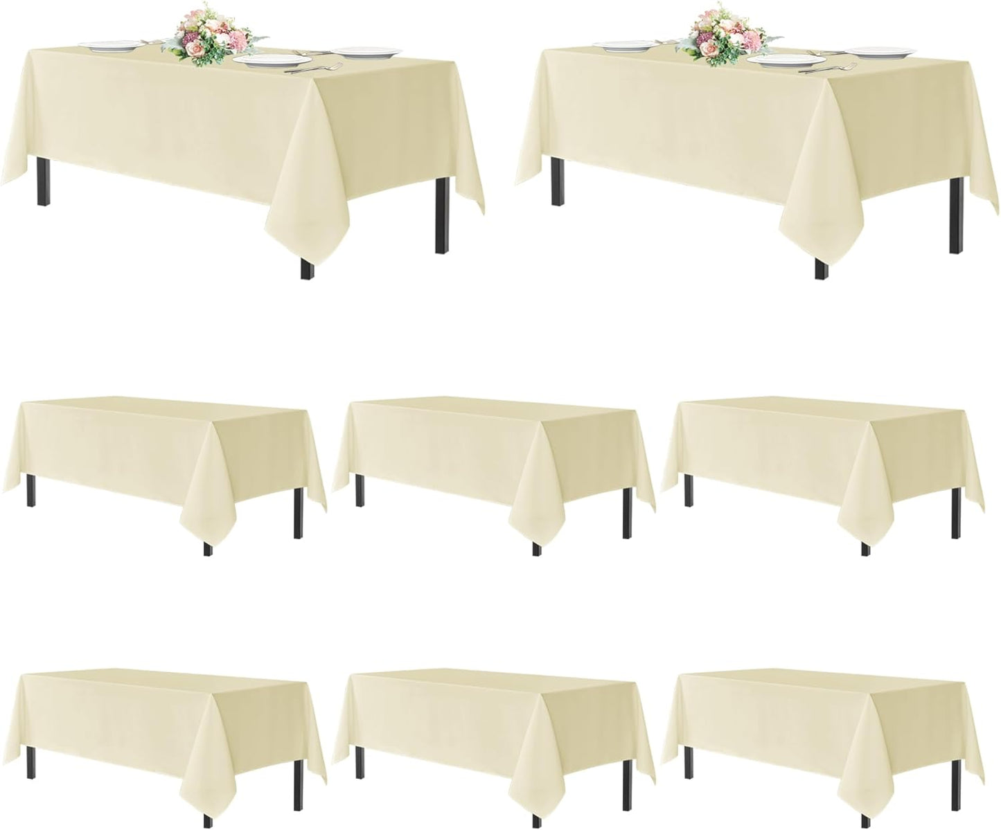 White Rectangle Tablecloth 60 x 102 Inch - Stain & Wrinkle Resistant Polyester for Dining, Buffets & Camping