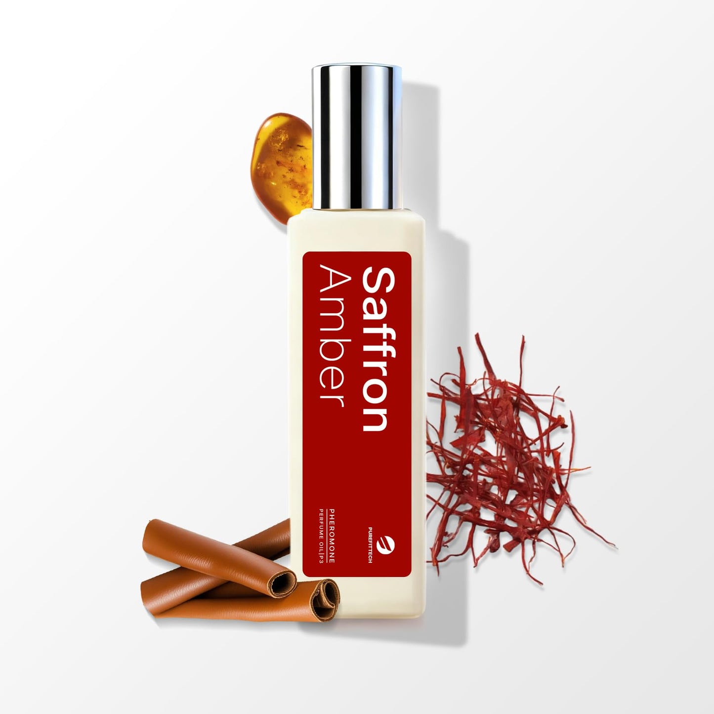purefittech Pheromones Perfume Oil for Women, Long Lasting Saffron Amber Scent Roll-on Fragrance Perfume Oil, 0.34 fl oz (10ml) Travel Size, Made in USA, Eau de Parfum