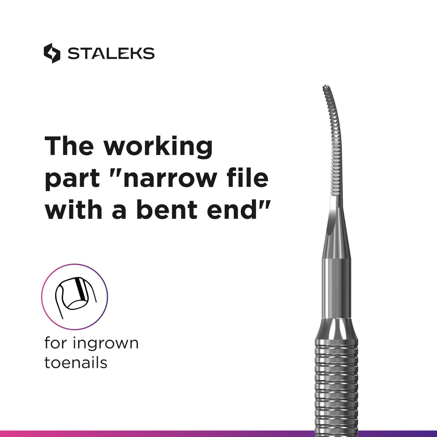 Staleks Pro Pedicure Toenail File Expert 60 Type 4 – Dual-Ended Narrow Ingrown Nail File – Stainless Steel