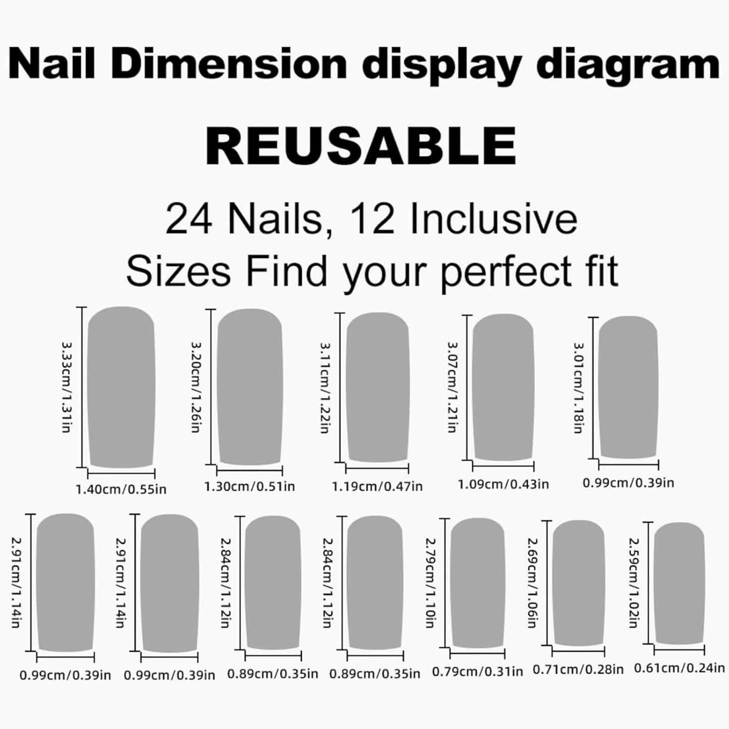 Almond Press-On Nails - Ombre French Tip with Butterfly Designs | 24 Pcs Set for Women