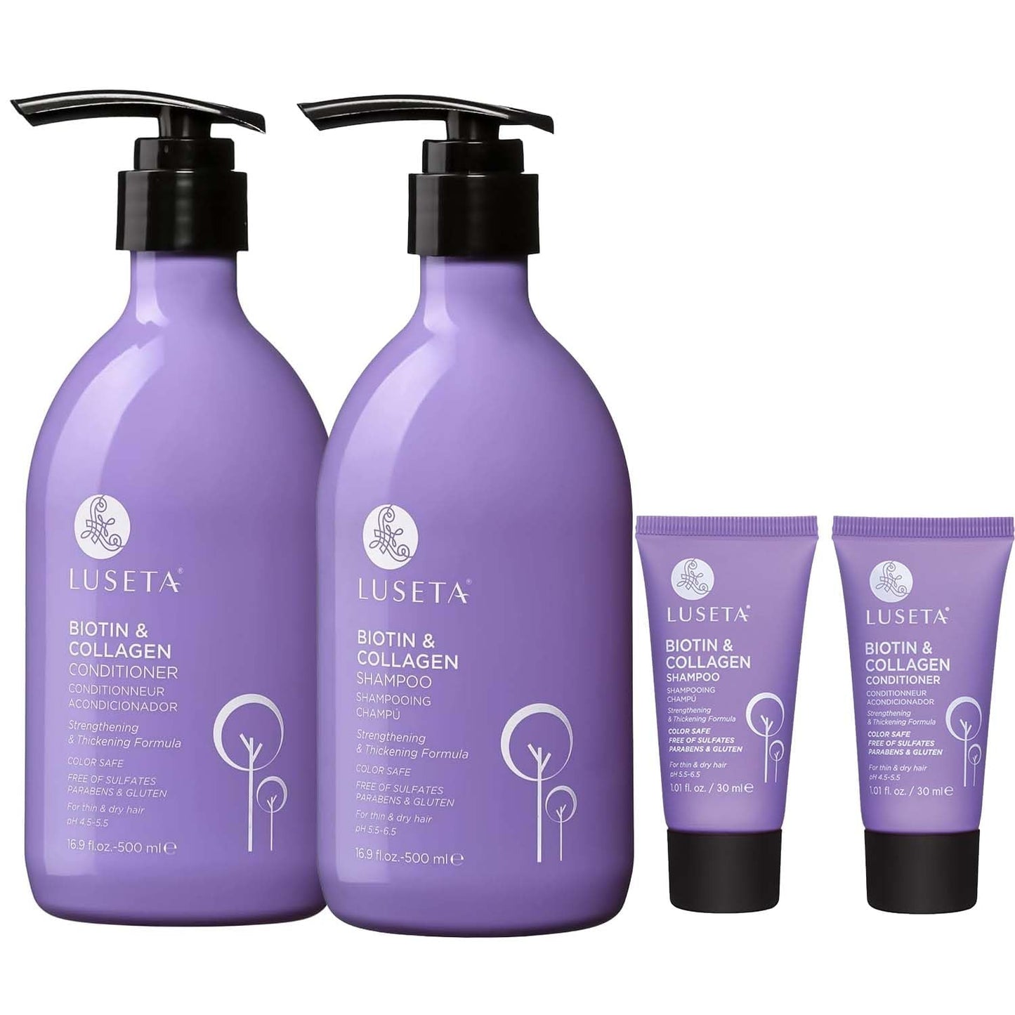 Luseta Keratin Shampoo & Conditioner Set | Color Safe Treatment for Damaged Hair - 2 x 16.9 Oz