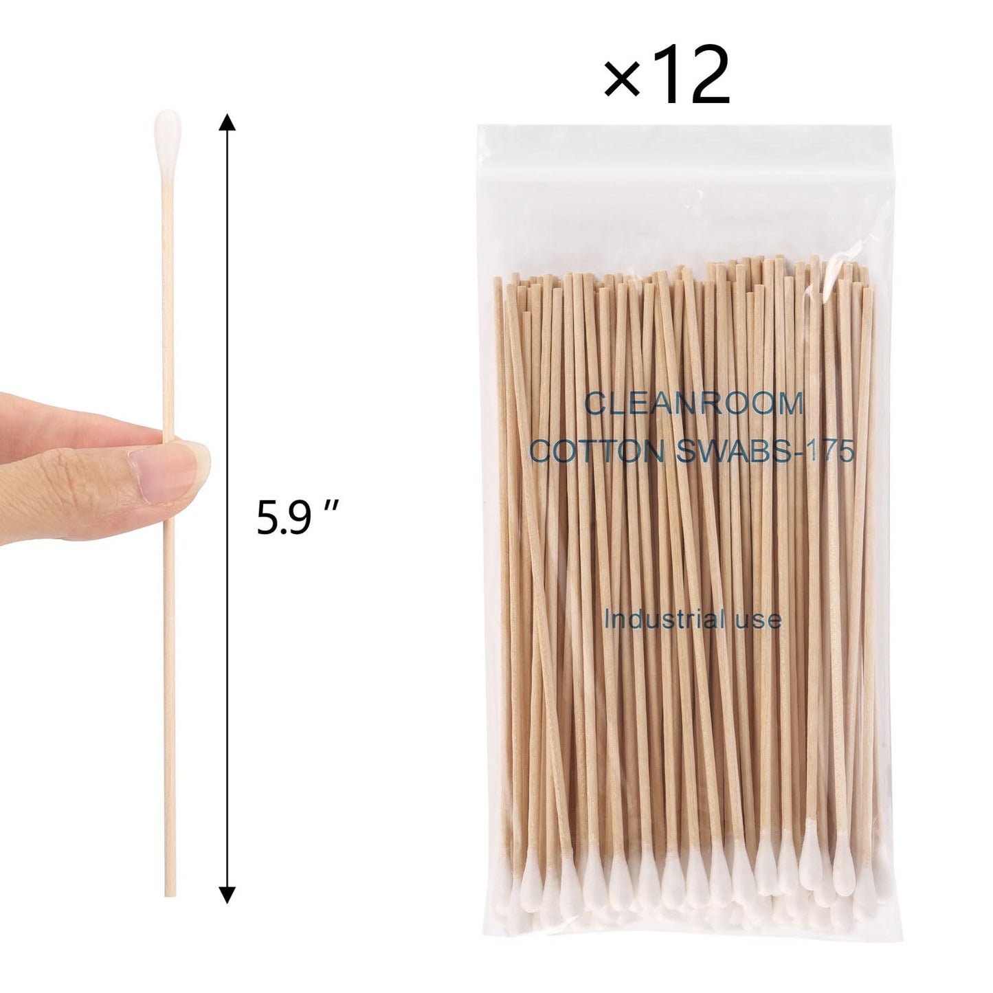 1200 Count 6 Inch Long Cotton Swabs with Wooden Sticks, Cleaning Cotton Sticks Cotton Tipped Applicators Cleaning Swabs