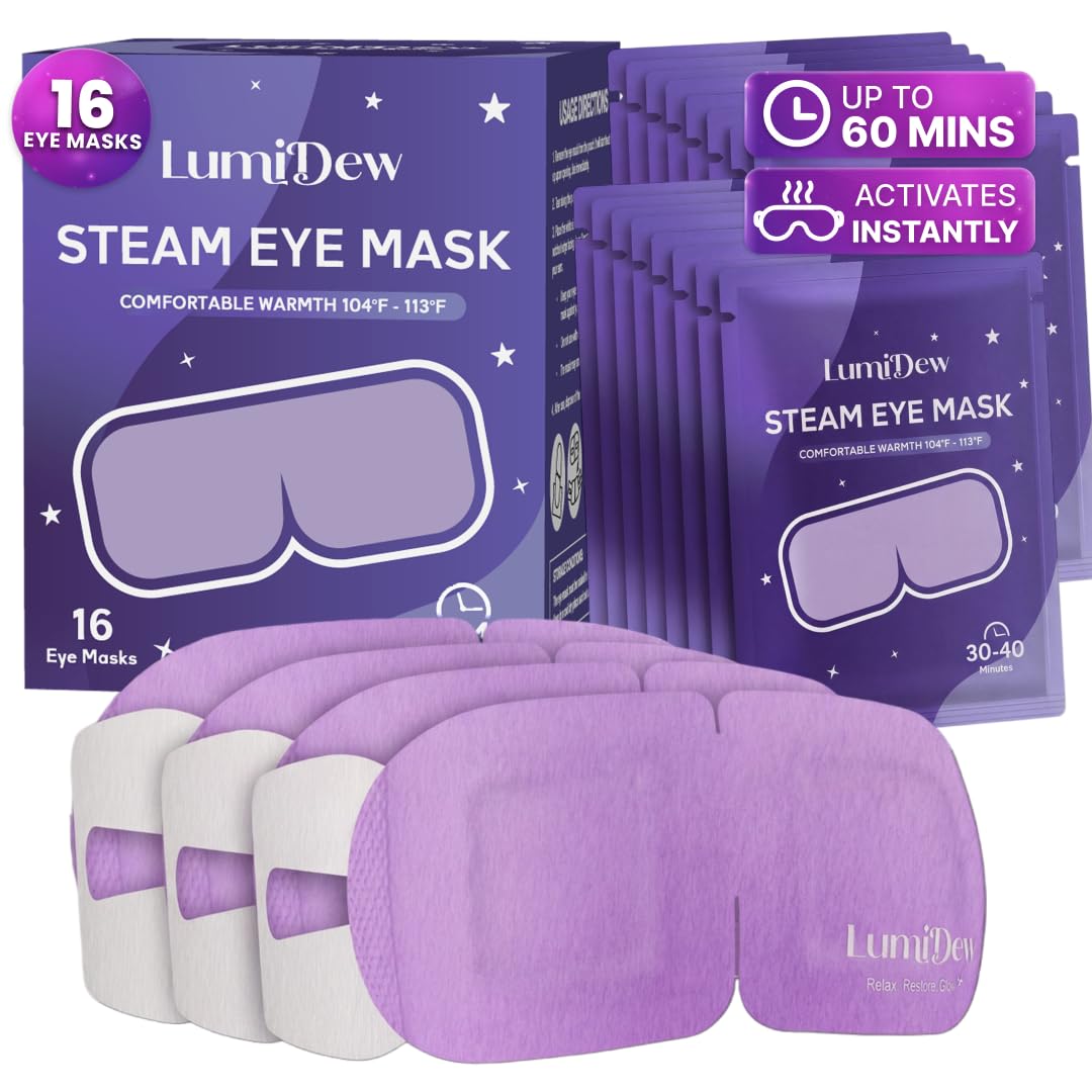 Self-Heating Steam Eye Mask - Warm Compress for Dry Eye Relief | 16 Pack, Unscented Spa Essentials