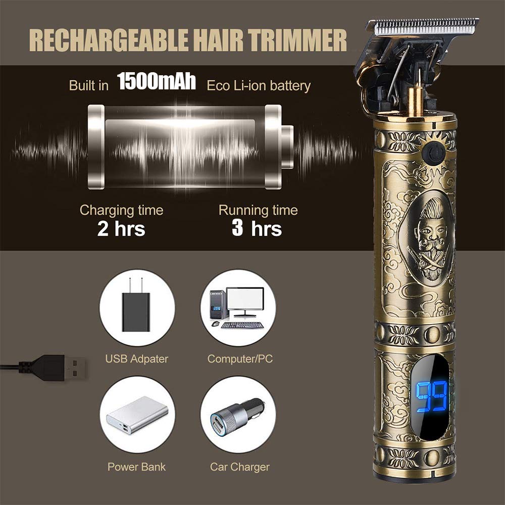 RESUXI Hair Clippers for Men Hair Trimmer for Barbers,Professional Cordless T Blade Trimmer, Beard Edger Liners for Men,Barber Shavers for Hair Cutting,Gold Knight Close-Cutting Hair Machine