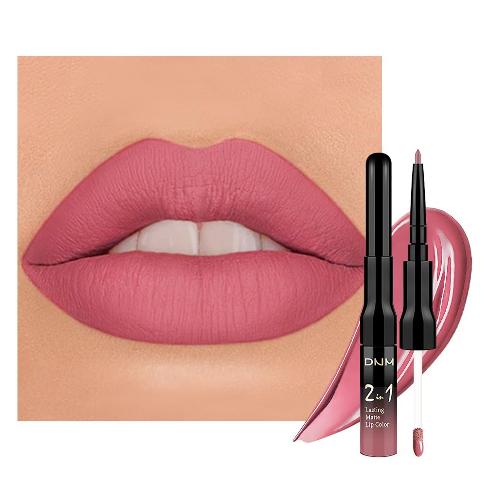 Kaely 2-in-1 Mauve Metallic Lipstick and Lip Liner Makeup, Shimmer Liquid Metallic Lipsticks for Women, Glitter Lip Gloss Stain Long Lasting Waterproof Smudge Proof 24 Hour, Vegan & Cruelty-Free, 16