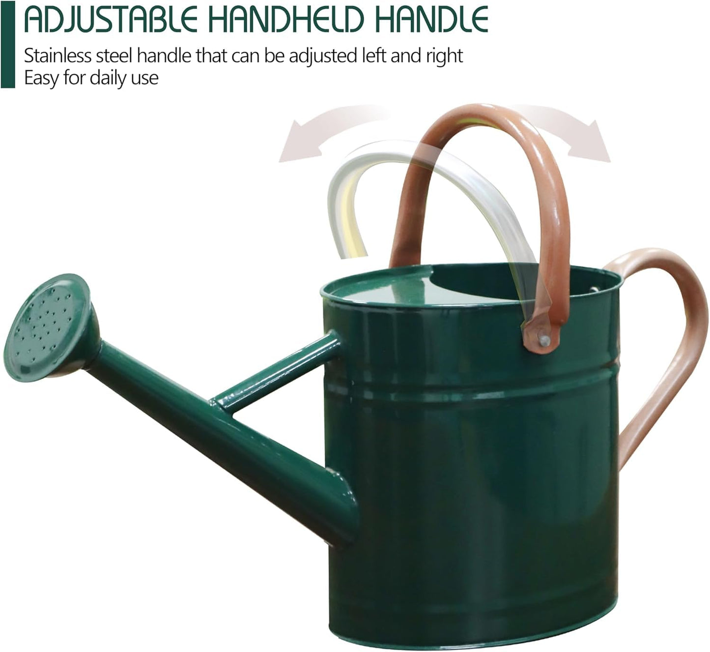 yourjoy Metal Watering Can with Removable Spout, 1 Gallon Watering Cans Stainless Steel Handhold for Outdoor Indoor Garden Plants Watering (Green)