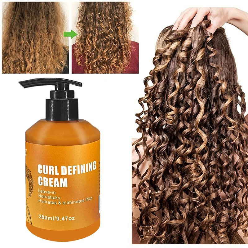 GZE Curl Defining Cream Leave-In Conditioner with Argan Oil - Non-Sticky Frizz Control for Natural Curly Hair