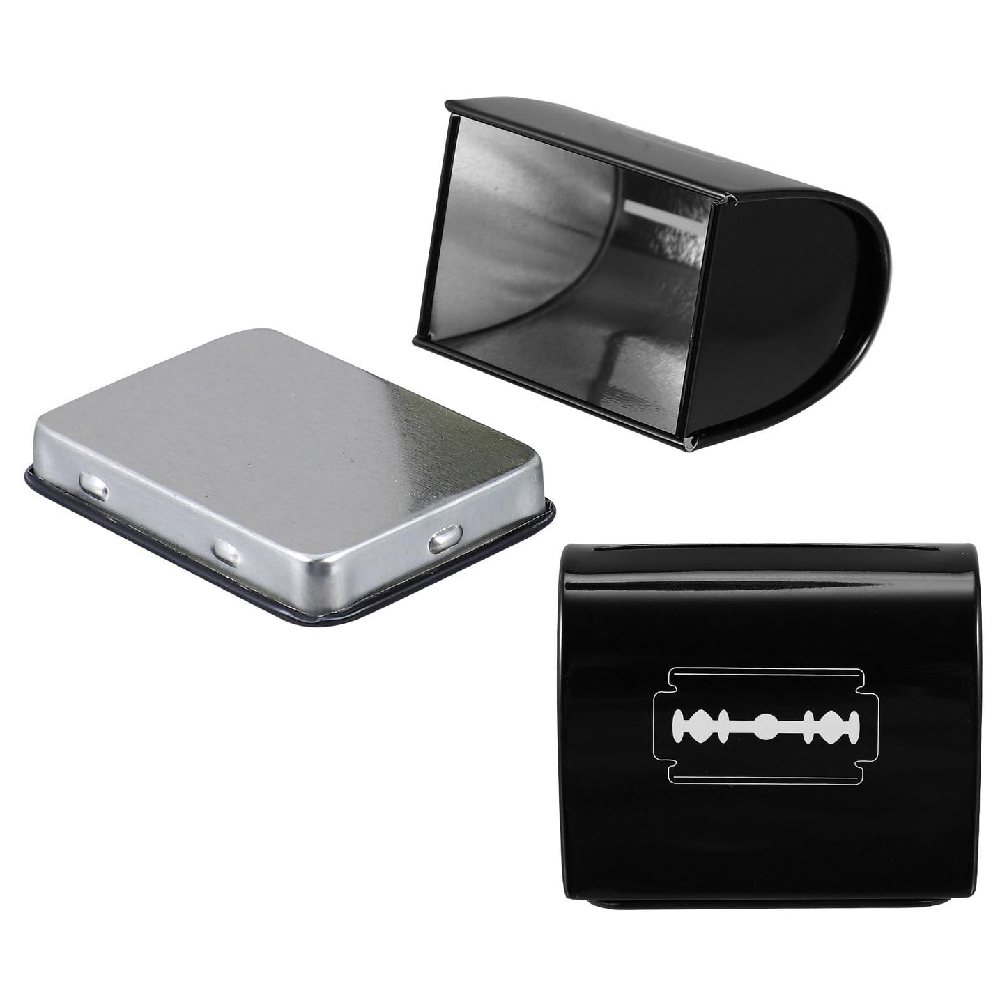 Uonlytech 2Pcs Razor Blade Disposal Container Safe Storage Box for Barber Shop Double Edge Blades Disposal Case Compact 2.55X1.77X2.04In