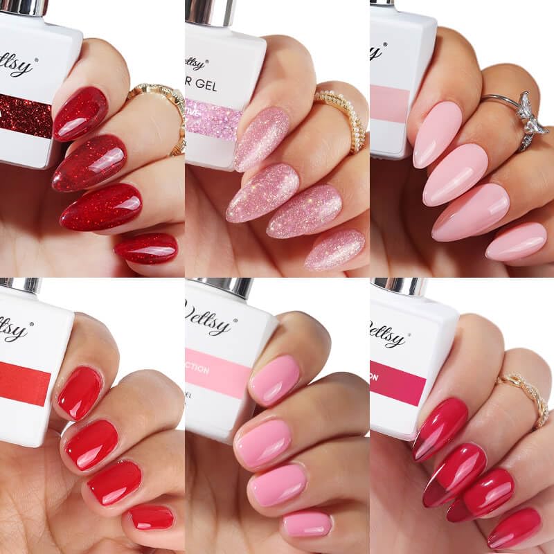 Vetsy HEMA-Free Valentine Gel Nail Polish Set - 6 Romantic Long-Lasting Colors